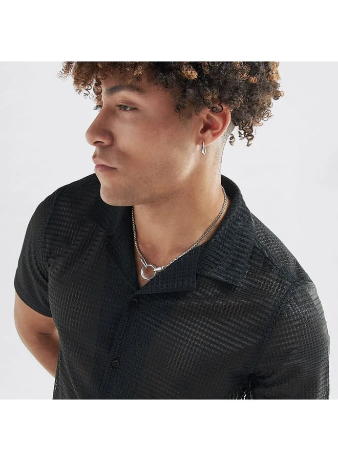 Splash FAV Textured Shirt with Short Sleeves