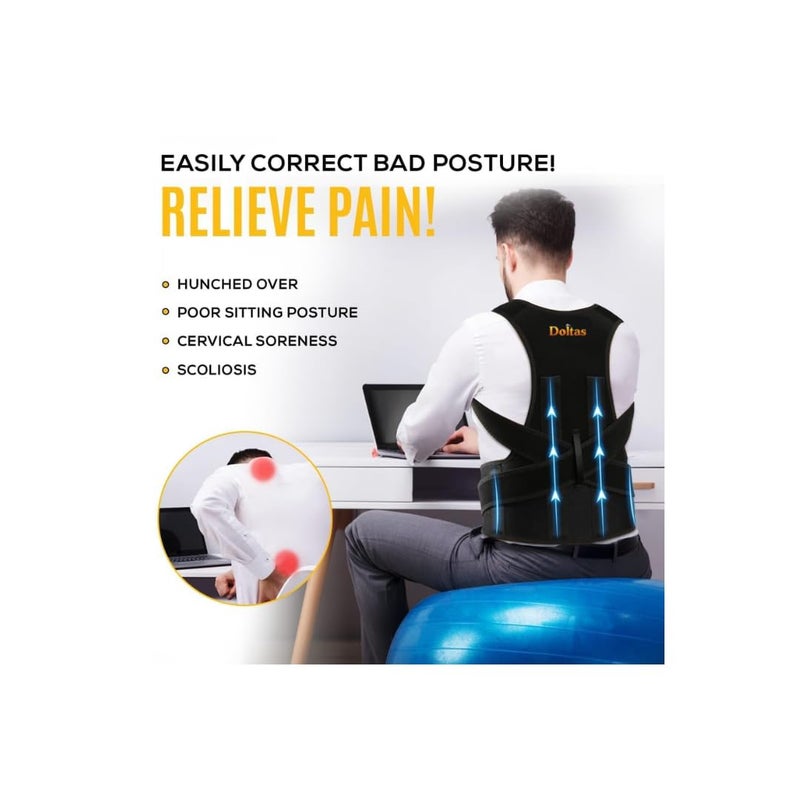 DOLTAS Posture Corrector for Men & Women | Back Support Belt for Back Pain Relief | Lumbar Support & Shoulder Support Belt for Men | Waist Belt for Back Pain for both Men & Women (Universal Size) - Image 2