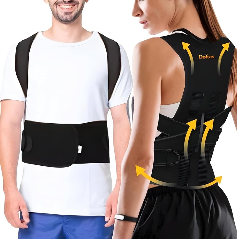 DOLTAS Posture Corrector for Men & Women | Back Support Belt for Back Pain Relief | Lumbar Support & Shoulder Support Belt for Men | Waist Belt for Back Pain for both Men & Women (Universal Size) - Image 1