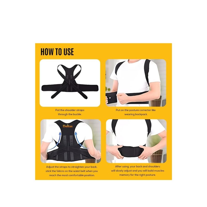 DOLTAS Posture Corrector for Men & Women | Back Support Belt for Back Pain Relief | Lumbar Support & Shoulder Support Belt for Men | Waist Belt for Back Pain for both Men & Women (Universal Size) - Image 4