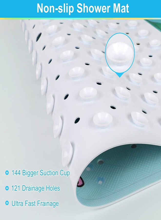 SYOSI Cartoon Non-Slip Bathtub Mat for Kids, 40x16 Inch Baby Bath Mat Non-Slip Extra Long Bathtub Mat for Kids, Anti Slip Shower Mat with Suction Cups & Drain Holes, Machine Washable - Image 5