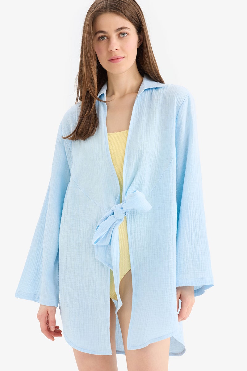 DeFacto Blue Woman Fall in Love Regular Fit Muslin Beachwear Casual - Image 1