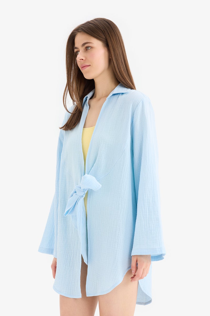 DeFacto Blue Woman Fall in Love Regular Fit Muslin Beachwear Casual - Image 3