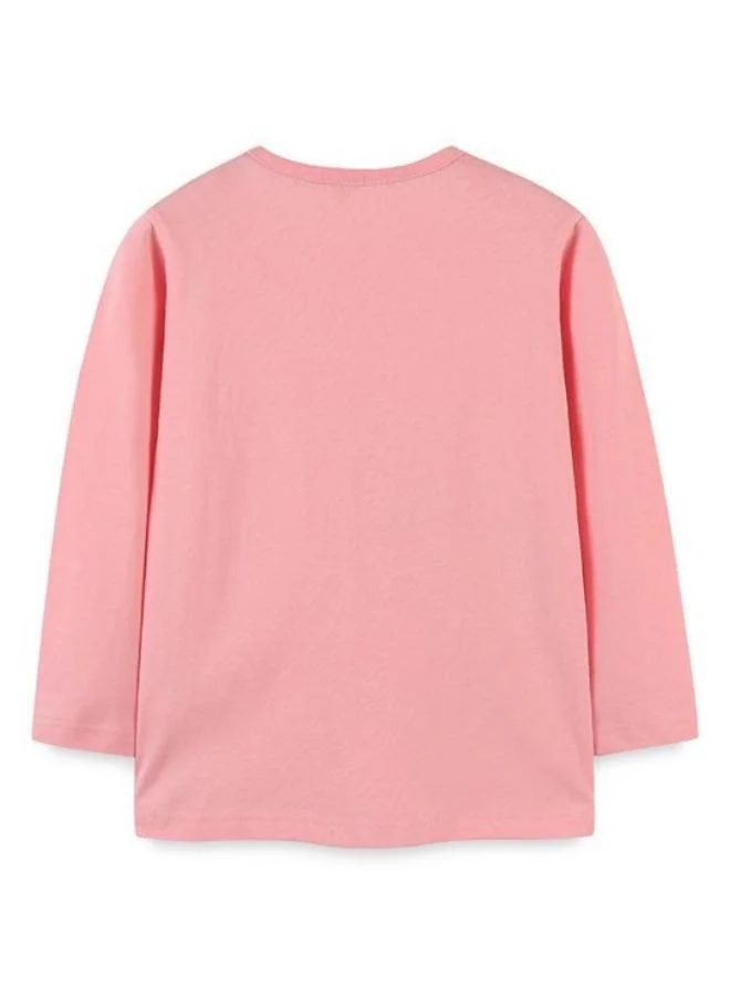 يونيكي Pink Printed Long Sleeve Crew Neck T-Shirt