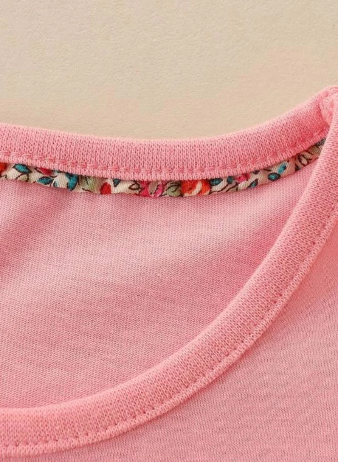 يونيكي Pink Printed Long Sleeve Crew Neck T-Shirt