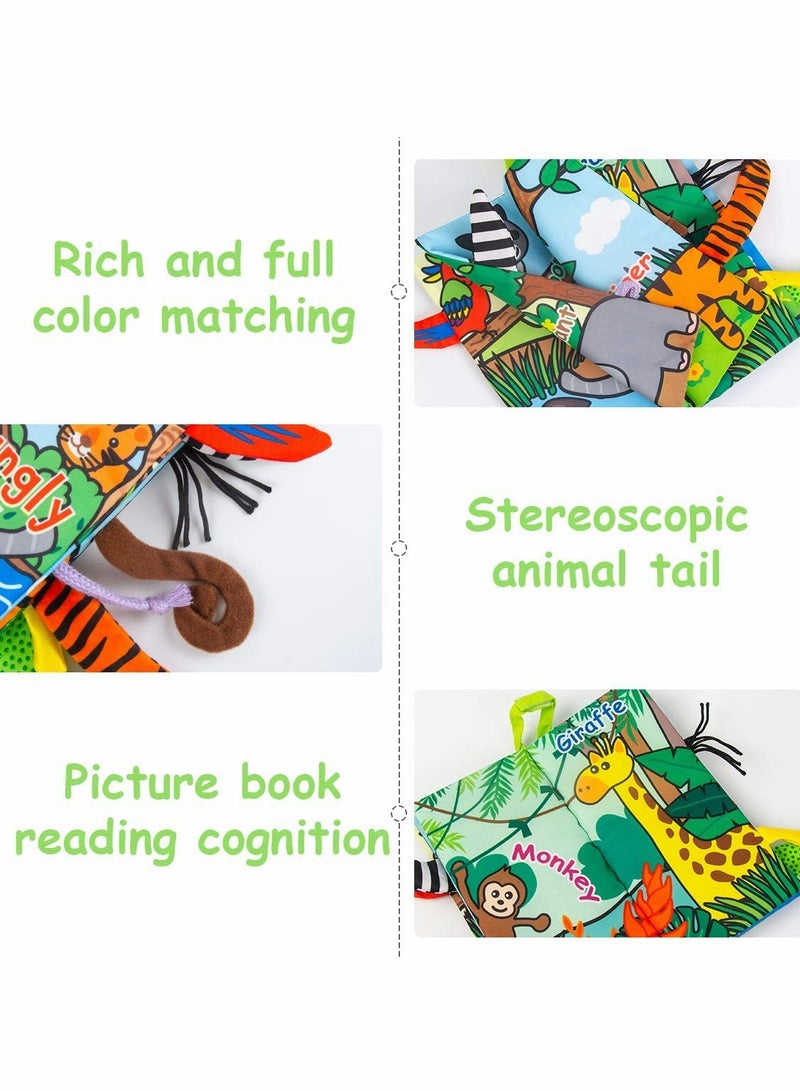 Excefore Baby Soft Books, Bath Baby Cloth Book, First Year 3D Animals Tails Crinkle Sensory Touch and Feel Book Fabric Activity - Image 5