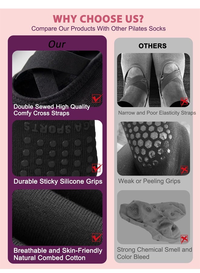 Women Non Slip Pilates Yoga Socks For Barre  Hospital Athletic Use - Image 3