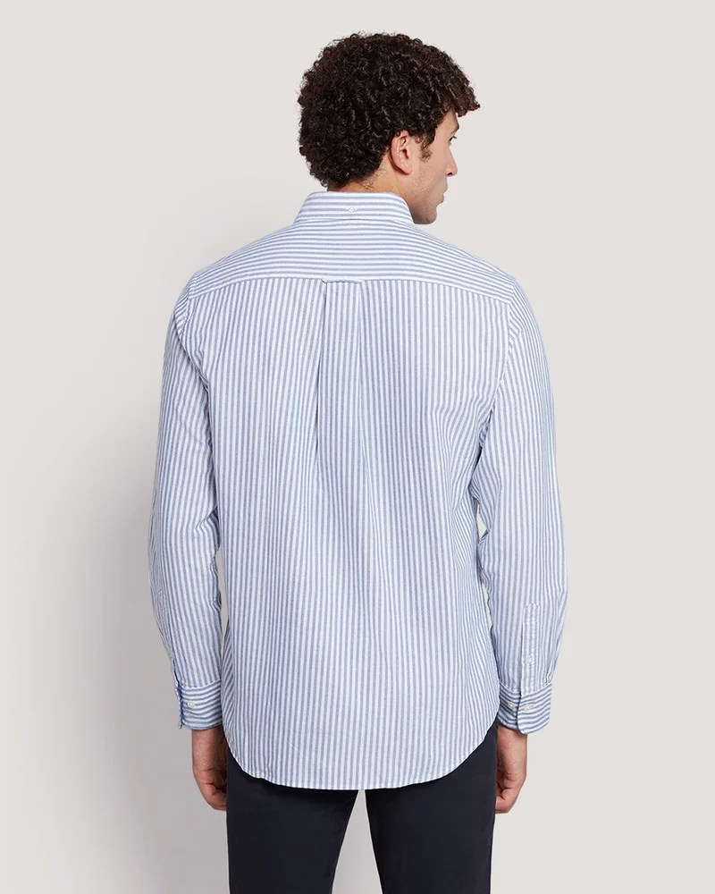 غانت قميص أكسفورد قطن مخطط رجالي بقصة عادية من جانت