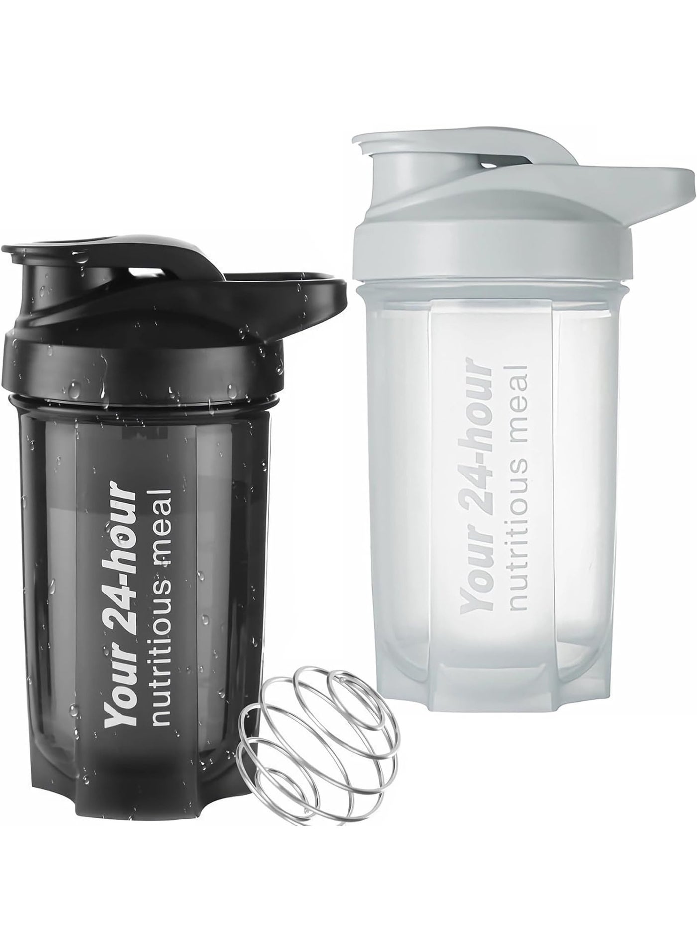 EYSOO Protein Shaker Bottle 2 Pack 500ml / 17oz Shaker Bottle for Protein Mixes Leakproof Protein Shaker BPA Free Gym Shaker Cup (Black & Grey)