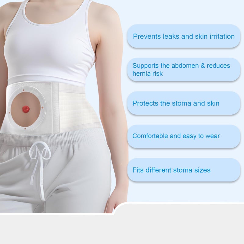 steawoce حزام دعم ostomy القابل للتعديل للرجال والنساء، مشد بطني قابل للتنفس مع أحجام ثقوب متعددة، مثبت حقيبة ostomy مرن، مشد راحة بعد الجراحة، مناسب لجميع الفصول (ميديم) - Image 5