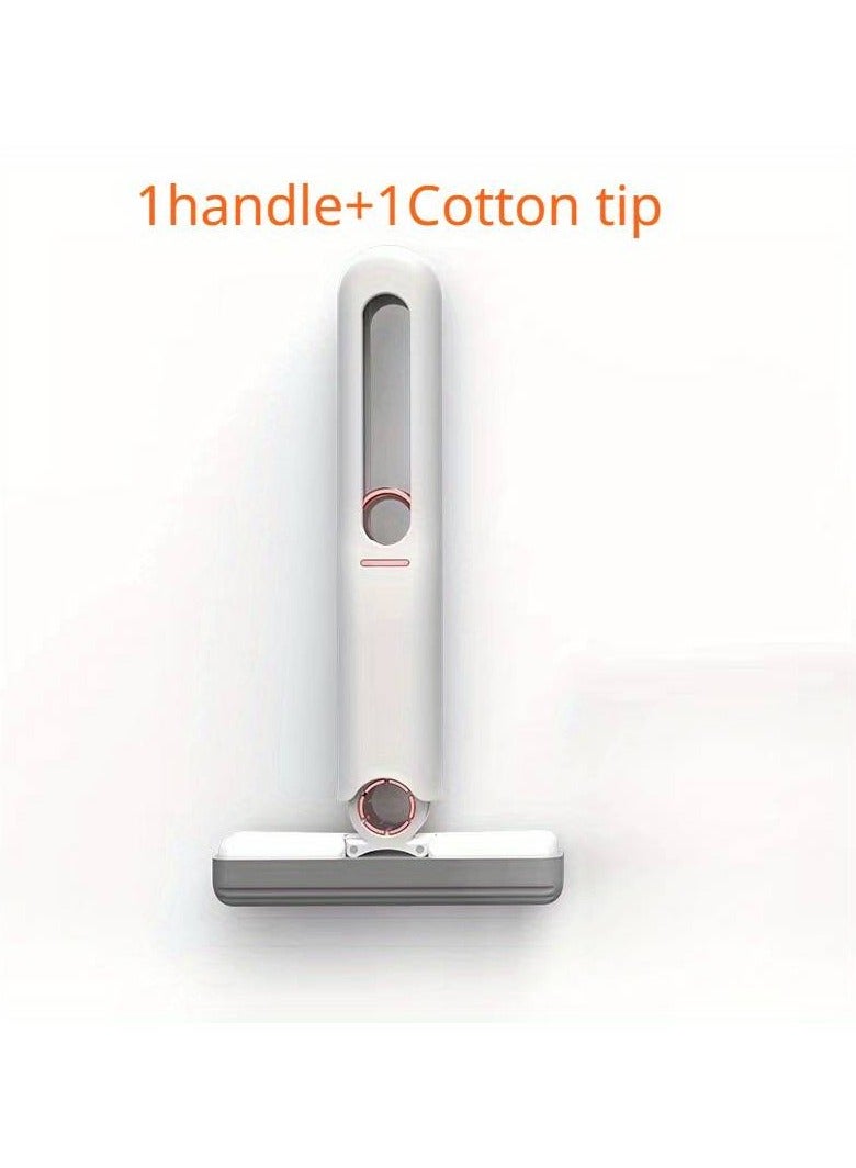 1set Portable Self-Squeeze Mini Mop Lazy Hand Wash-Free Strong Absorbent Wet And Dry Use Damp Duster For Windows Mirrors Bathroom Kitchens Desktop Short Mop - Image 2