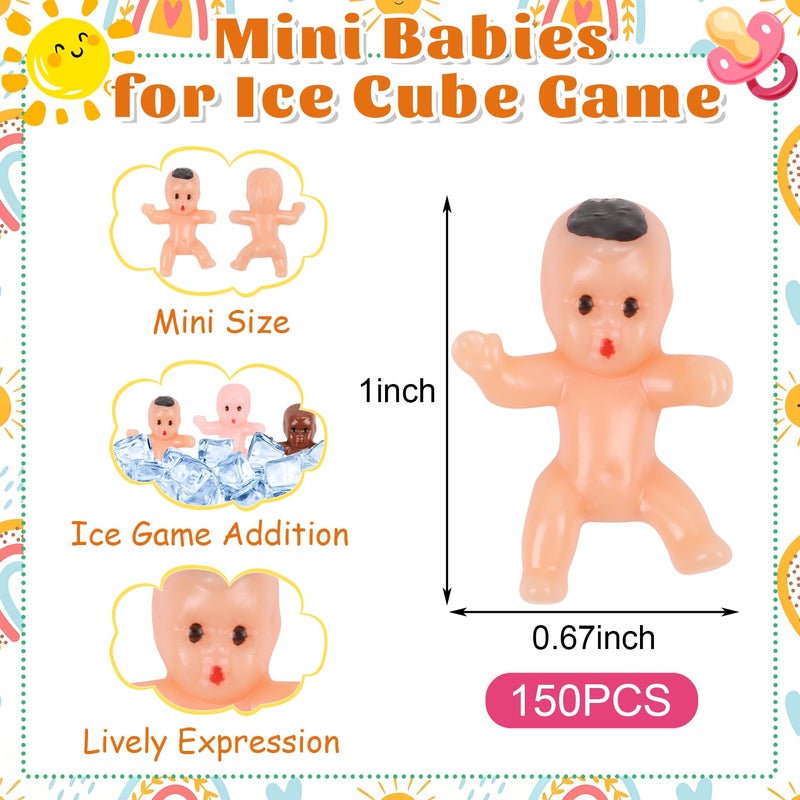 CCINEE 150 PCS Mini Babies for Ice Cube Game, Tiny Plastic King Cake Babies Figurines Bulk for King Cake Baby Shower Games Party Decorations - Image 2