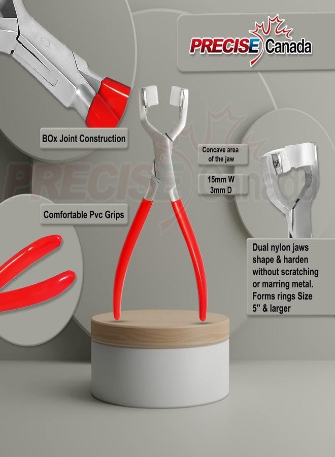 PRECISE CANADA Ring Bending Pliers, Nylon Jaw - Jewelry Making Supplies, Bending and Wrapping Metal Tool, PVC Red Handle - Image 3
