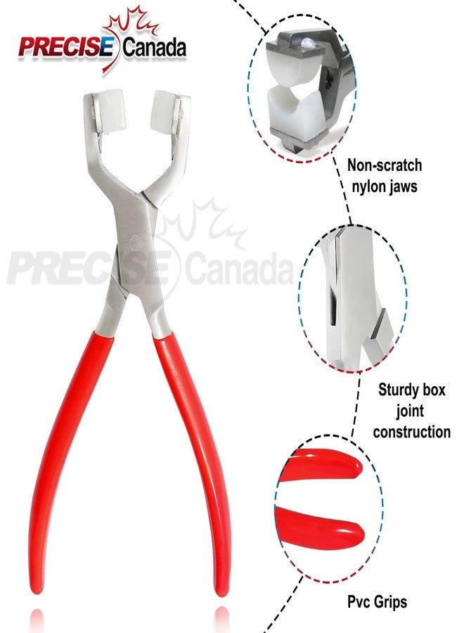 PRECISE CANADA Ring Bending Pliers, Nylon Jaw - Jewelry Making Supplies, Bending and Wrapping Metal Tool, PVC Red Handle - Image 4