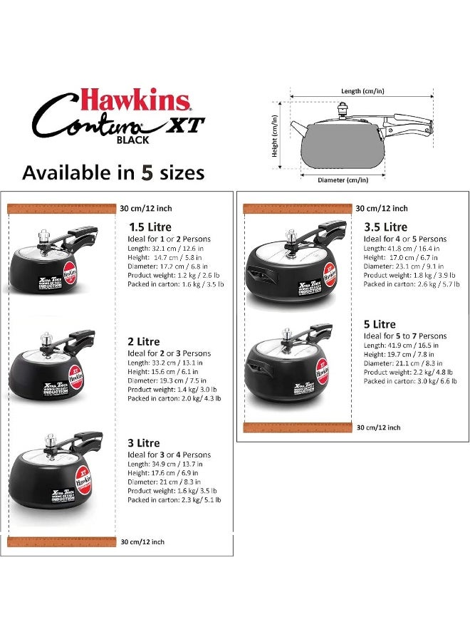 Hawkins - 5 Literskg Hawkins Contura Black XT 5 Litre Inner Lid Pressure Cooker Black - Image 1