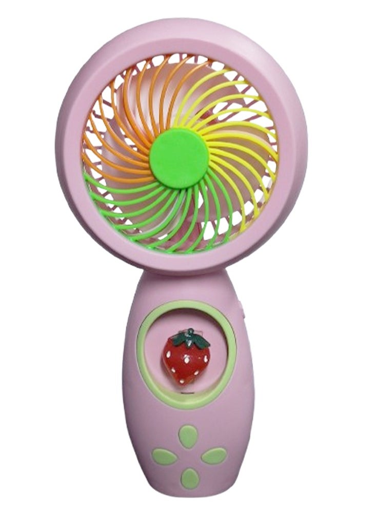 Generic - Mini handheld fan HQ66-30A, cute design with bright colors, small size and easy to carry by hand or put in bag, equipped with USB rechargeable battery, on/off button one speeds , nice summer and birthday gift for kids and adults, high quality and easy to use - Image 1