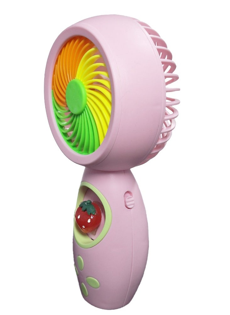 Generic - Mini handheld fan HQ66-30A, cute design with bright colors, small size and easy to carry by hand or put in bag, equipped with USB rechargeable battery, on/off button one speeds , nice summer and birthday gift for kids and adults, high quality and easy to use - Image 1