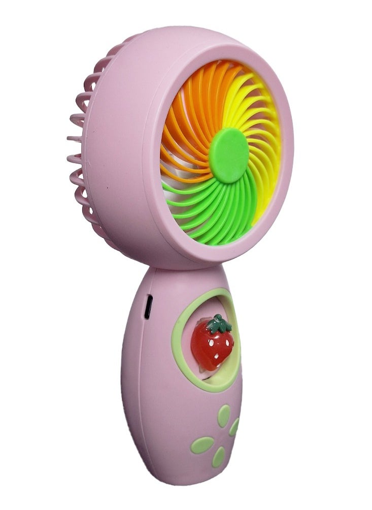 Generic - Mini handheld fan HQ66-30A, cute design with bright colors, small size and easy to carry by hand or put in bag, equipped with USB rechargeable battery, on/off button one speeds , nice summer and birthday gift for kids and adults, high quality and easy to use - Image 1