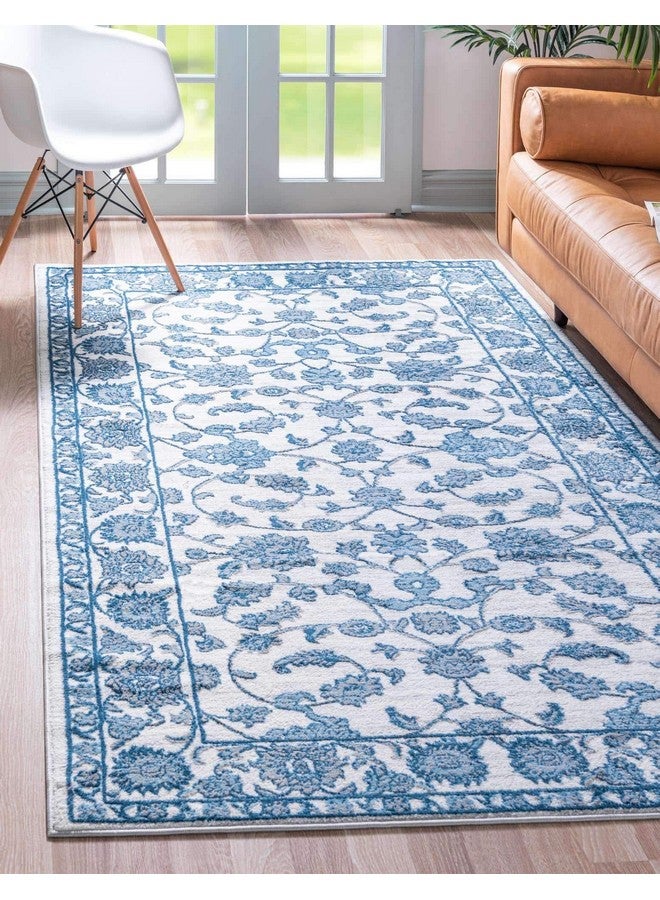 Unique Loom Boston Collection Area Rug Floral (3' 3 X 5' 3 Rectangle White Blue/ Gray) - Image 1