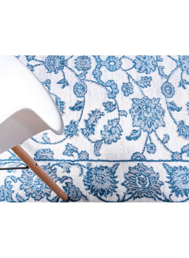 Unique Loom Boston Collection Area Rug Floral (3' 3 X 5' 3 Rectangle White Blue/ Gray) - Image 5