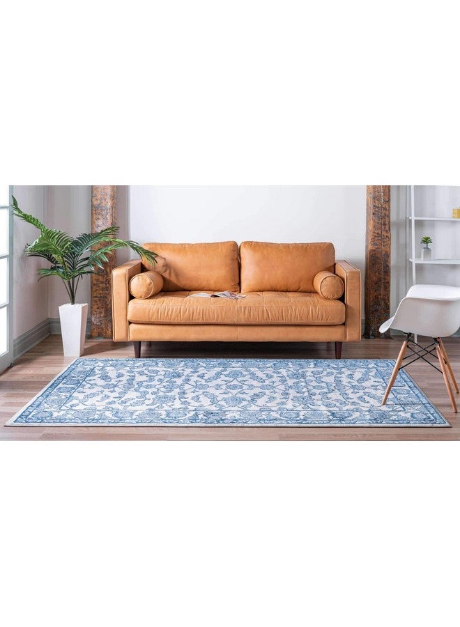 Unique Loom Boston Collection Area Rug Floral (3' 3 X 5' 3 Rectangle White Blue/ Gray) - Image 3