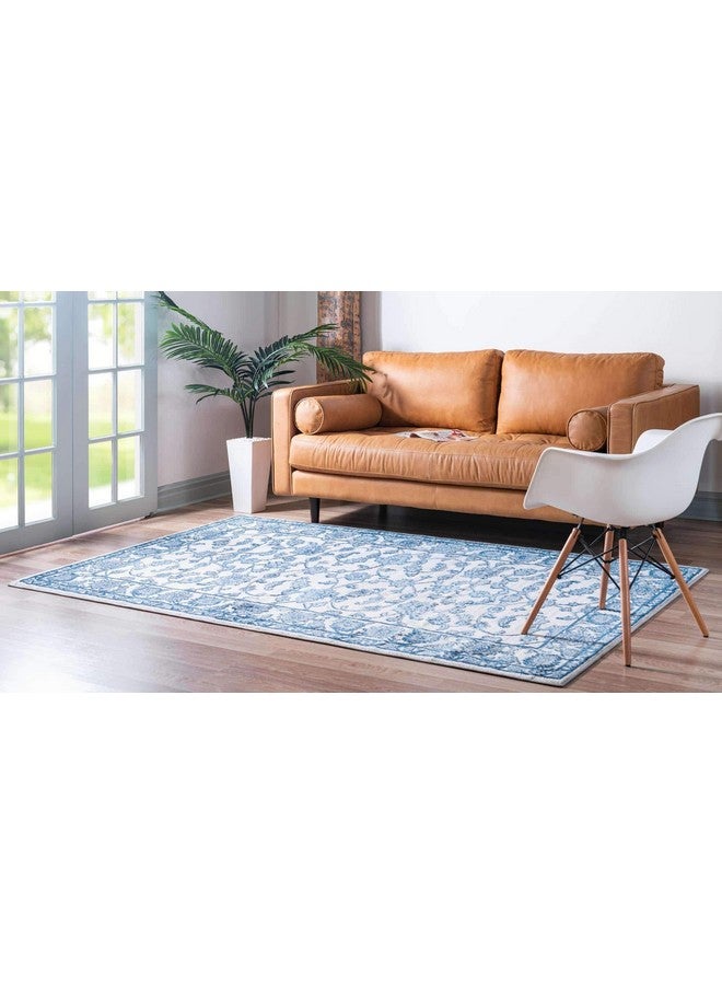 Unique Loom Boston Collection Area Rug Floral (3' 3 X 5' 3 Rectangle White Blue/ Gray) - Image 2