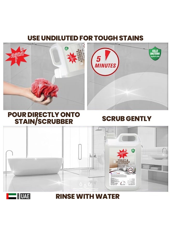 أكوا منظف المرحاض والحمام 5 لتر | منظف قوي للأحواض وإزالة البقع والأوساخ | تنظيف عميق وحماية من الروائح الكريهة - Image 5