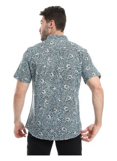 Andora Self Pattern Buttoned Casual Shirt_Green & Brown  - Image 3