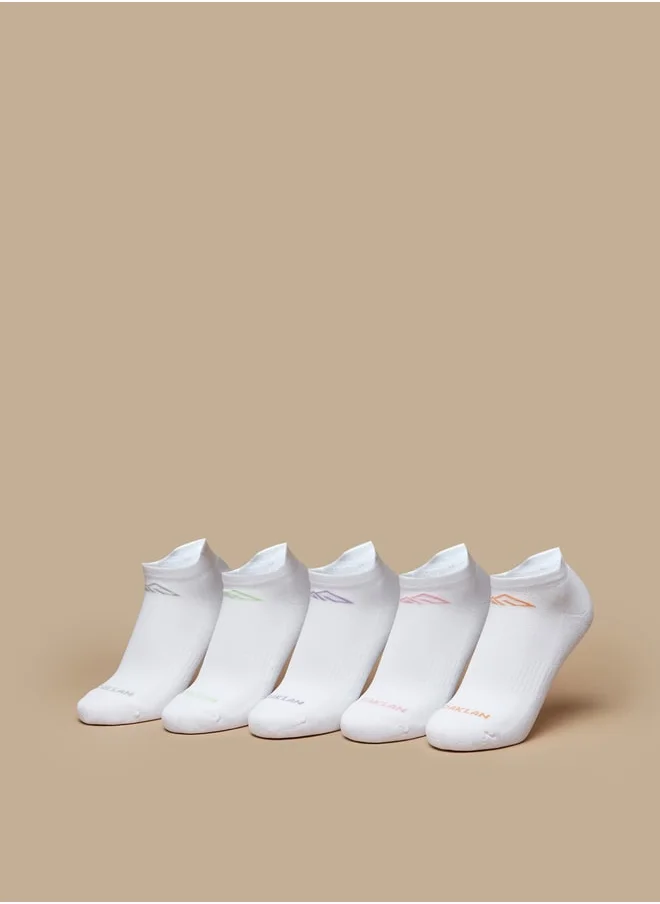 أوكلان Boys's Logo Print Ankle Length Sports Socks - Set of 5