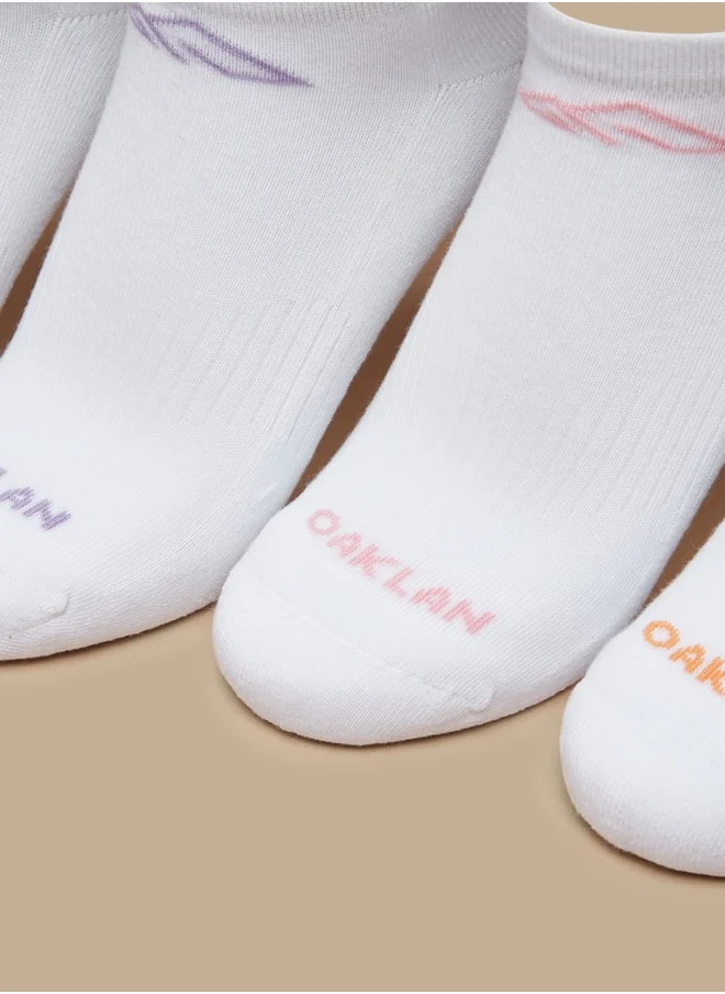 أوكلان Boys's Logo Print Ankle Length Sports Socks - Set of 5