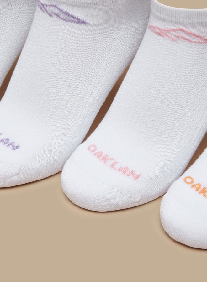 OAKLAN Boys's Logo Print Ankle Length Sports Socks - Set of 5 - Image 2