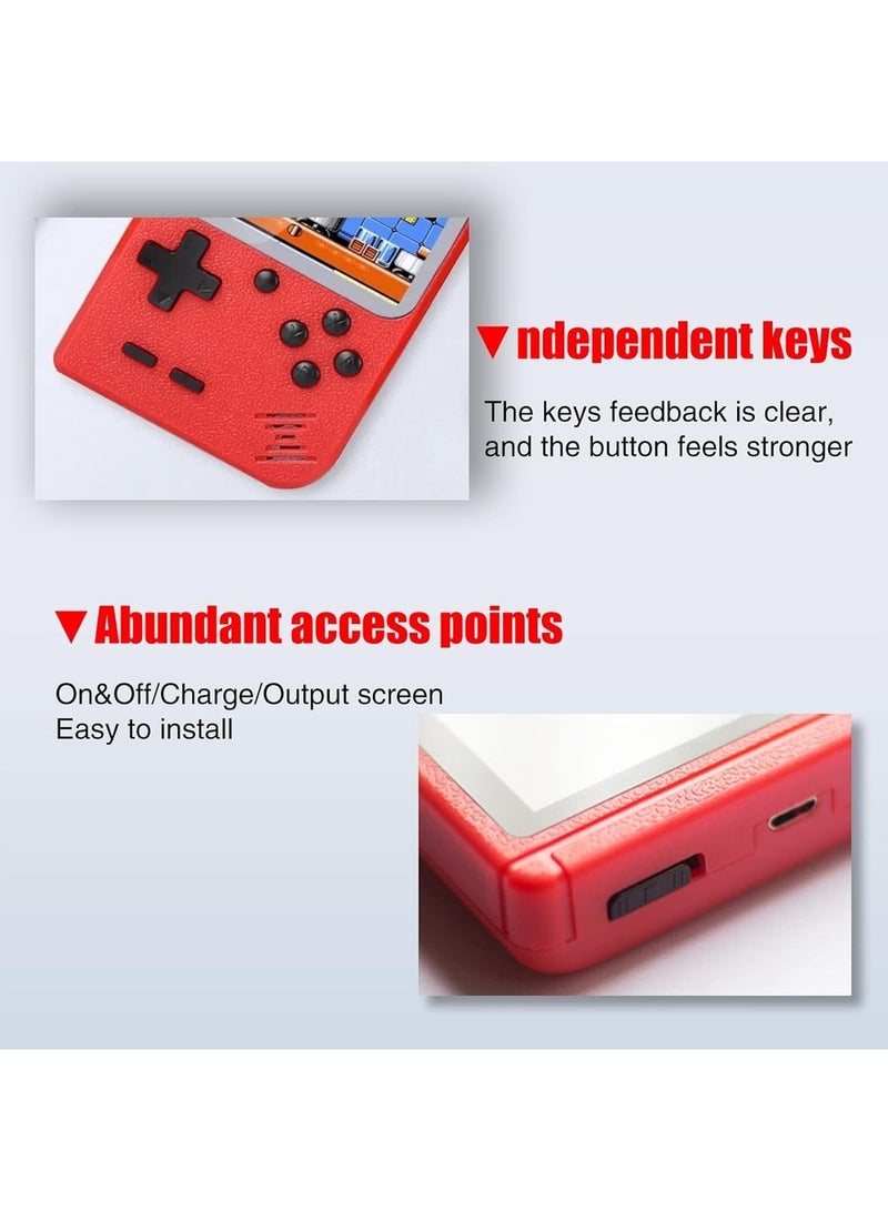 Handheld Game Console, 400 Classic Games, 3-Inch LCD Screen and Additional Controller, Supports Connection to TV and two Players (Red) - Image 4