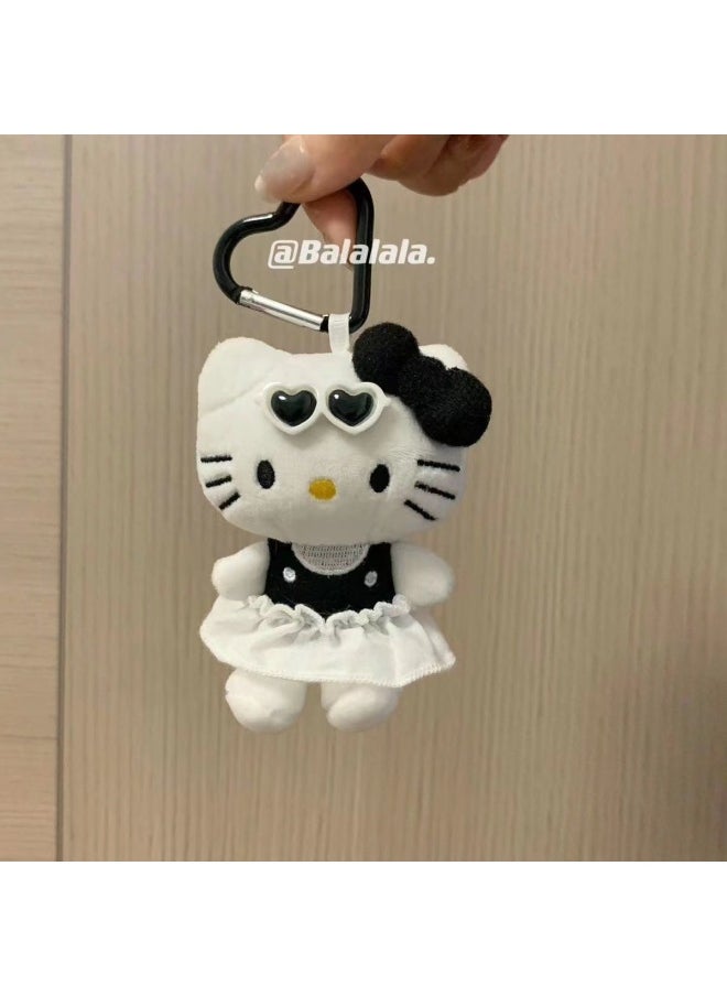 Generic - Chanel Style Hellokitty Cat Pendant Doll Plush Schoolbag Doll Cute Bag Pendant Kitty Keychain-Specifications:Black Love Kitty [tag Sunglasses White Skirt]] - Image 1