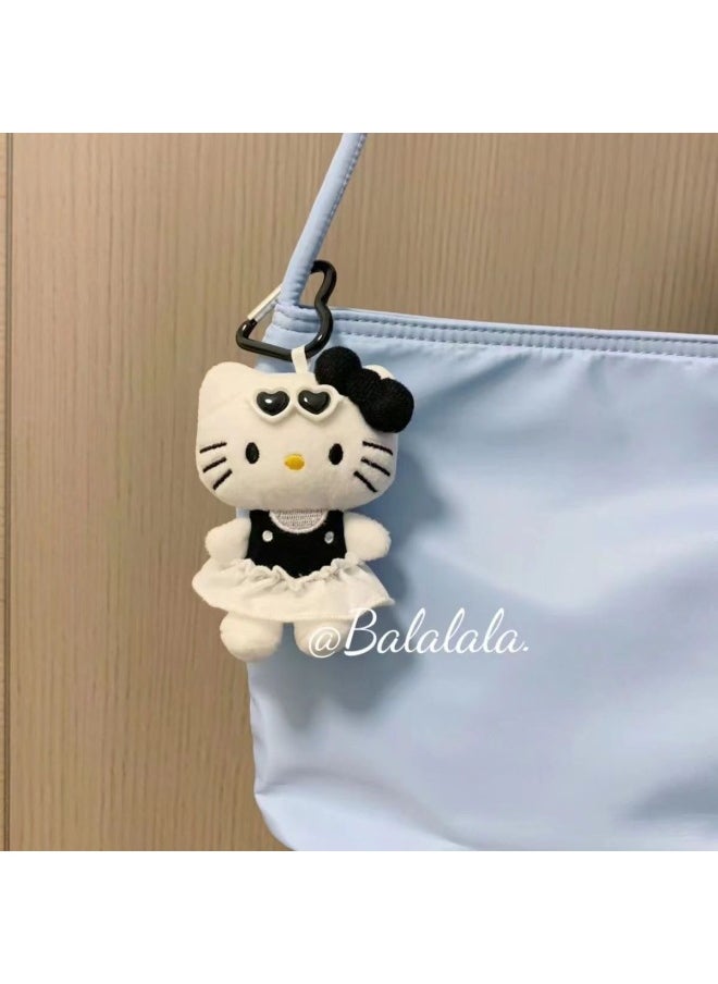Generic - Chanel Style Hellokitty Cat Pendant Doll Plush Schoolbag Doll Cute Bag Pendant Kitty Keychain-Specifications:Black Love Kitty [tag Sunglasses White Skirt]] - Image 1