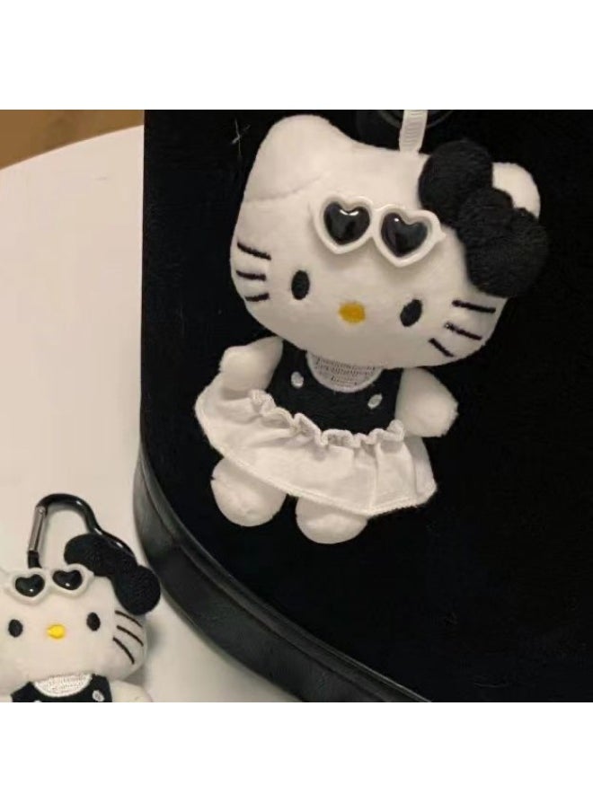 Generic - Chanel Style Hellokitty Cat Pendant Doll Plush Schoolbag Doll Cute Bag Pendant Kitty Keychain-Specifications:Black Love Kitty [tag Sunglasses White Skirt]] - Image 1