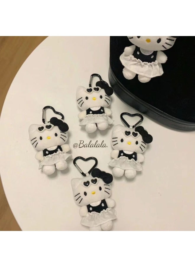 Generic - Chanel Style Hellokitty Cat Pendant Doll Plush Schoolbag Doll Cute Bag Pendant Kitty Keychain-Specifications:Black Love Kitty [tag Sunglasses White Skirt]] - Image 1