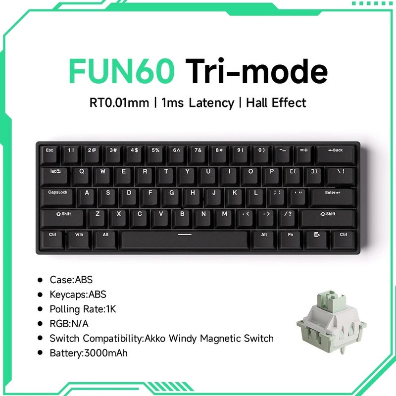 أكو لوحة مفاتيح Akko MonsGeek FUN60 Magnetic Switch Mechanical Keyboard 60% Rapid Trigger 0.01mm 8K Argb He/tmr Custom Gaming Keyboard - Image 1