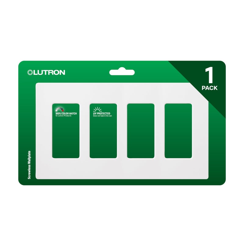 Lutron Claro Light Switch Cover Plate 4 Gang Wallplate for Decorator Light Switches Rocker Light Switch Cover Outlet Cover Screwless Switch Plate Cover Gloss CW4WH White - Image 2