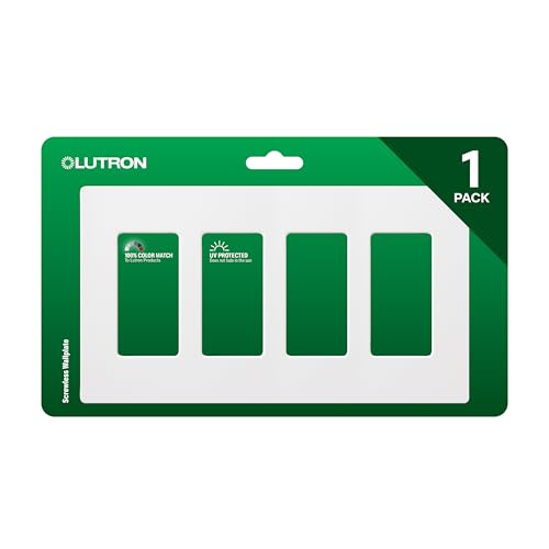 Lutron Claro Light Switch Cover Plate 4 Gang Wallplate for Decorator Light Switches Rocker Light Switch Cover Outlet Cover Screwless Switch Plate Cover Gloss CW4WH White - Image 1
