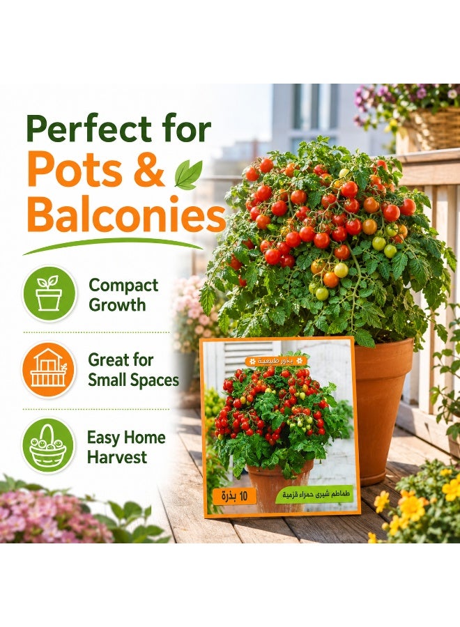 Premium, fast-growing, dwarf red cherry tomato seeds for potting, home gardens, and balconies - Image 3