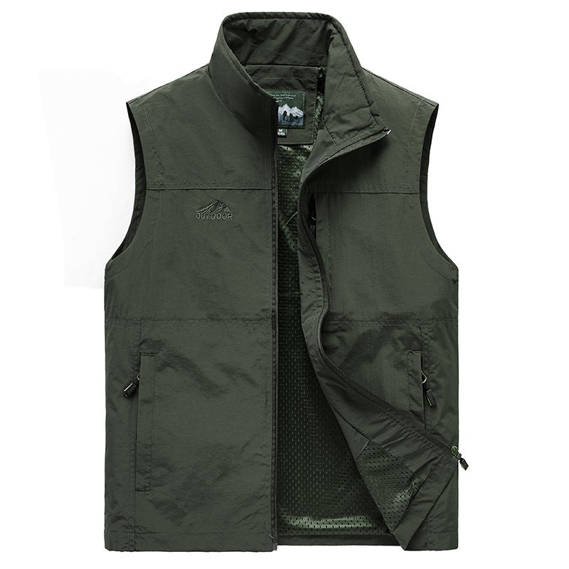 Cross-border Mens New Mens Plus Size Outdoor Vest Jacket Casual Mens Sports Casual Spring and Autumn Trend Dark blue - Image 2