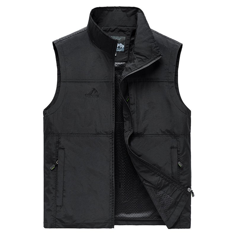 Cross-border Mens New Mens Plus Size Outdoor Vest Jacket Casual Mens Sports Casual Spring and Autumn Trend Dark blue - Image 4