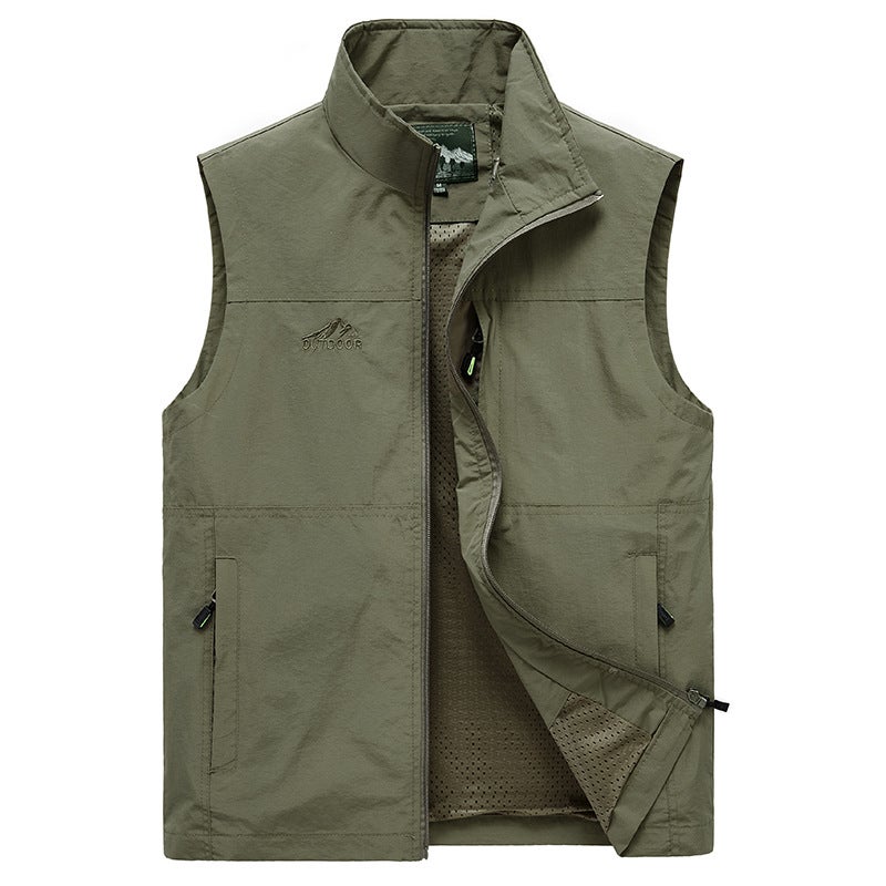 Cross-border Mens New Mens Plus Size Outdoor Vest Jacket Casual Mens Sports Casual Spring and Autumn Trend Dark blue - Image 3