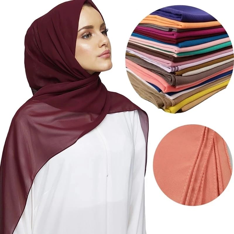 ICW GIRLS GEORGETTE SOLID PLAIN SCARF STOLES SHAWL HIJAB FOR WOMEN 85 X 180 CM (Pastel Blue) - Image 2
