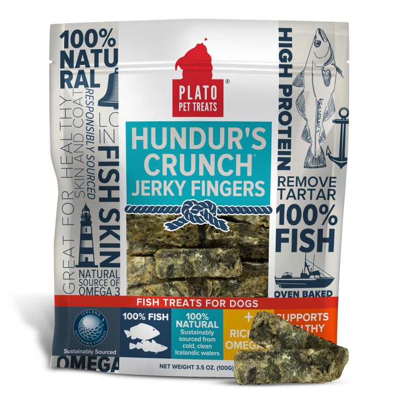 PLATO Hundur's Crunch Jerky Fingers 3.5oz, Natural - Image 1