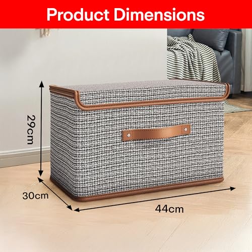 PRIME PICK Storage Box Foldable Oxford Cloth Organizer with Lid Breathable Washable Wardrobe Reinforced Handles Clothes Organizer Multipurpose Grey XL Size Pack of 1 - Image 3