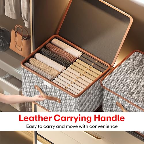 PRIME PICK Storage Box Foldable Oxford Cloth Organizer with Lid Breathable Washable Wardrobe Reinforced Handles Clothes Organizer Multipurpose Grey XL Size Pack of 1 - Image 2