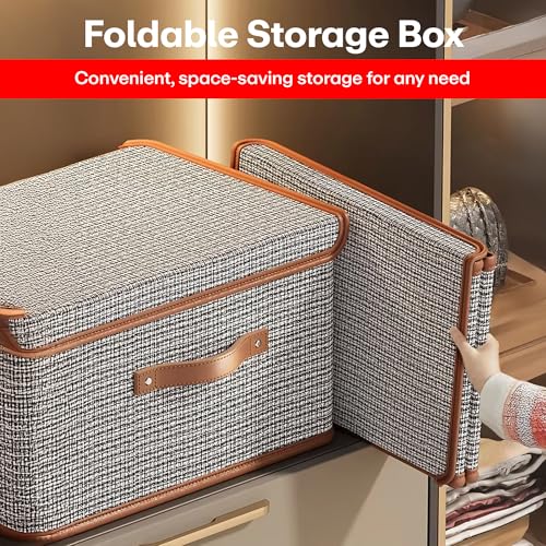 PRIME PICK Storage Box Foldable Oxford Cloth Organizer with Lid Breathable Washable Wardrobe Reinforced Handles Clothes Organizer Multipurpose Grey XL Size Pack of 1 - Image 4