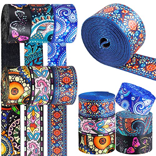 Grosun 6 Rolls 1.5 inch Persian Nylon Webbing Belt Webbing Straps Purse Straps Backpack Straps Nylon Belt with Patterns for Seatbelt, Bags, Backpacks, Handles, Luggage - Image 1