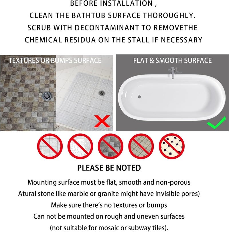 Azonee Original Non-Slip Bathtub Mat with Drain Holes and Suction Cups - 34.5 x 15.5 Inches - Image 5